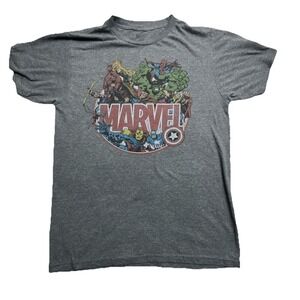 Marvel Gray Jersey Men's Crew Neck Short Sleeve Graphic T-Shirt Spider-Man Hulk